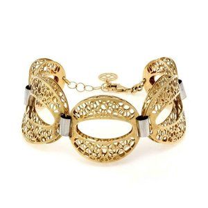 Vintage 14k Gold Large Filigree O Link Bracelet